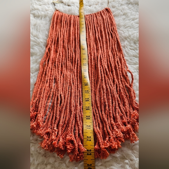 New! Rust Orange Macrame Double Hoop Wall Hanging - Picture 3 of 4
